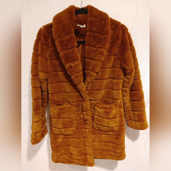 Woven Heart Jackets & Blazers - Woven Heart burnt orange faux fur jacket size M